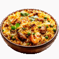 delicious seafood meat biryani wooden bowl aromatic spices rice shrimp meat 84443 45628 removebg preview