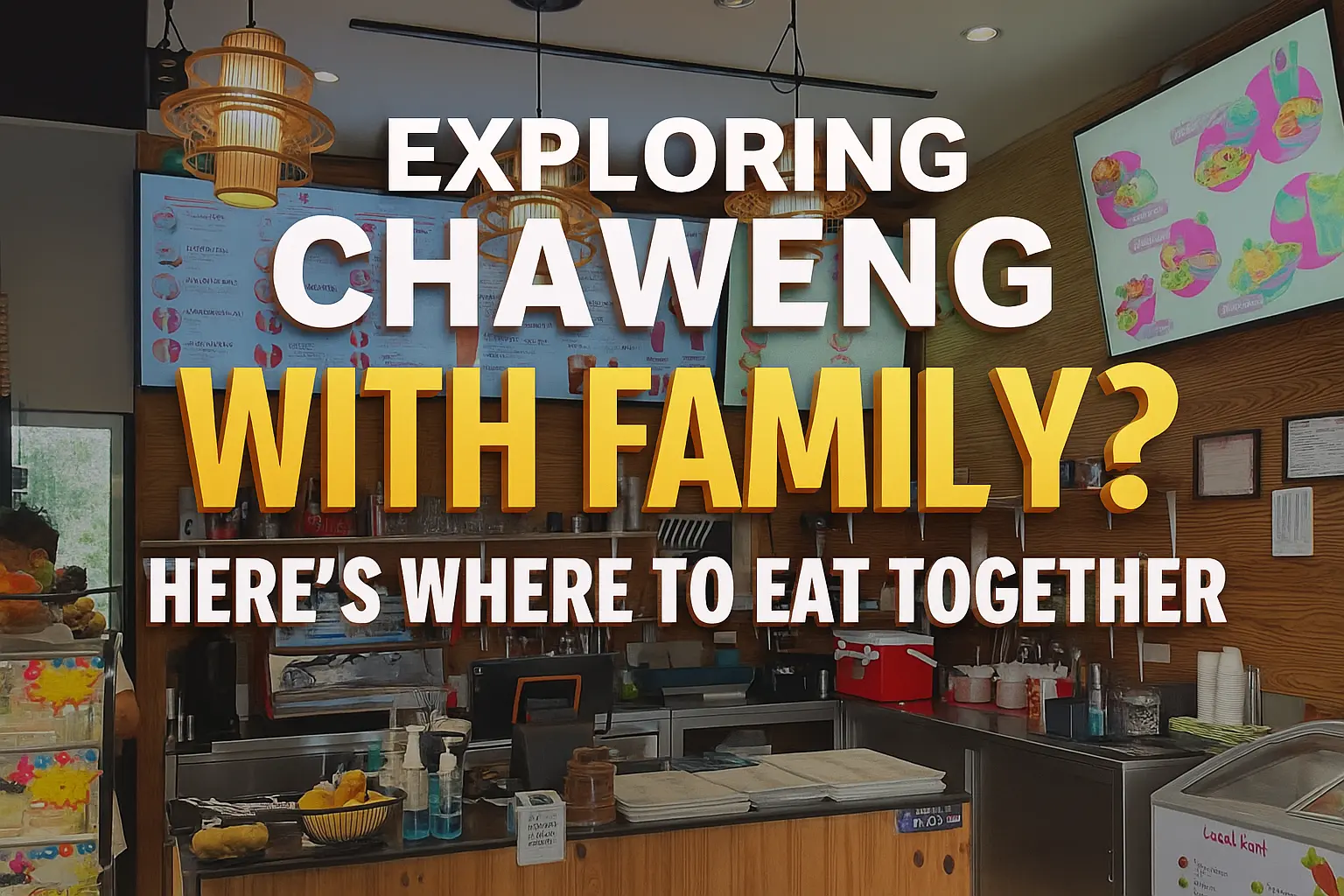Family friendly restaurant in Chaweng with modern interior and digital menu boards