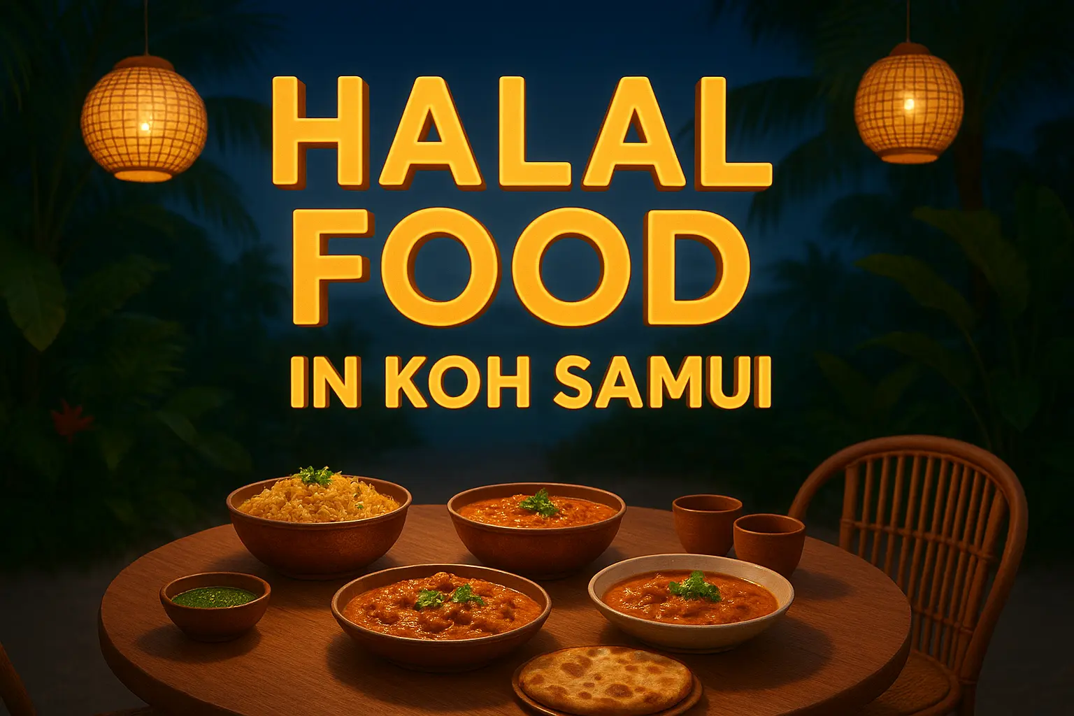 Halal food in Koh Samui – authentic late-night dining options with 3D feature image